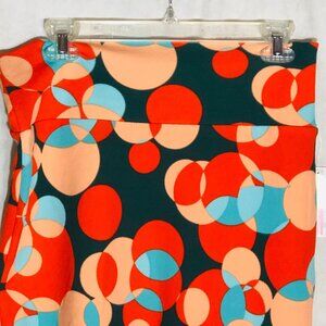 LulaRoe classic skirt pencil geometric black orange stretch medium READ NEW